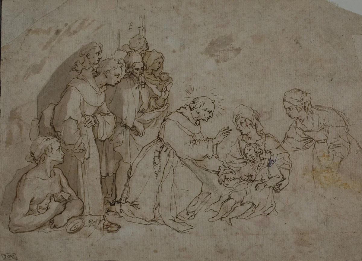 Study for Miracle of Saint Bernardino of Siena by Ventura Salimbeni, drawing, 1588-1613