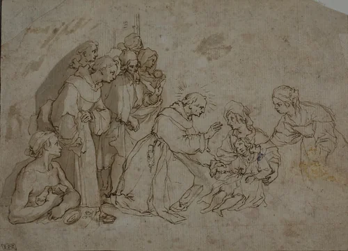Study for Miracle of Saint Bernardino of Siena by Ventura Salimbeni, drawing, 1588-1613