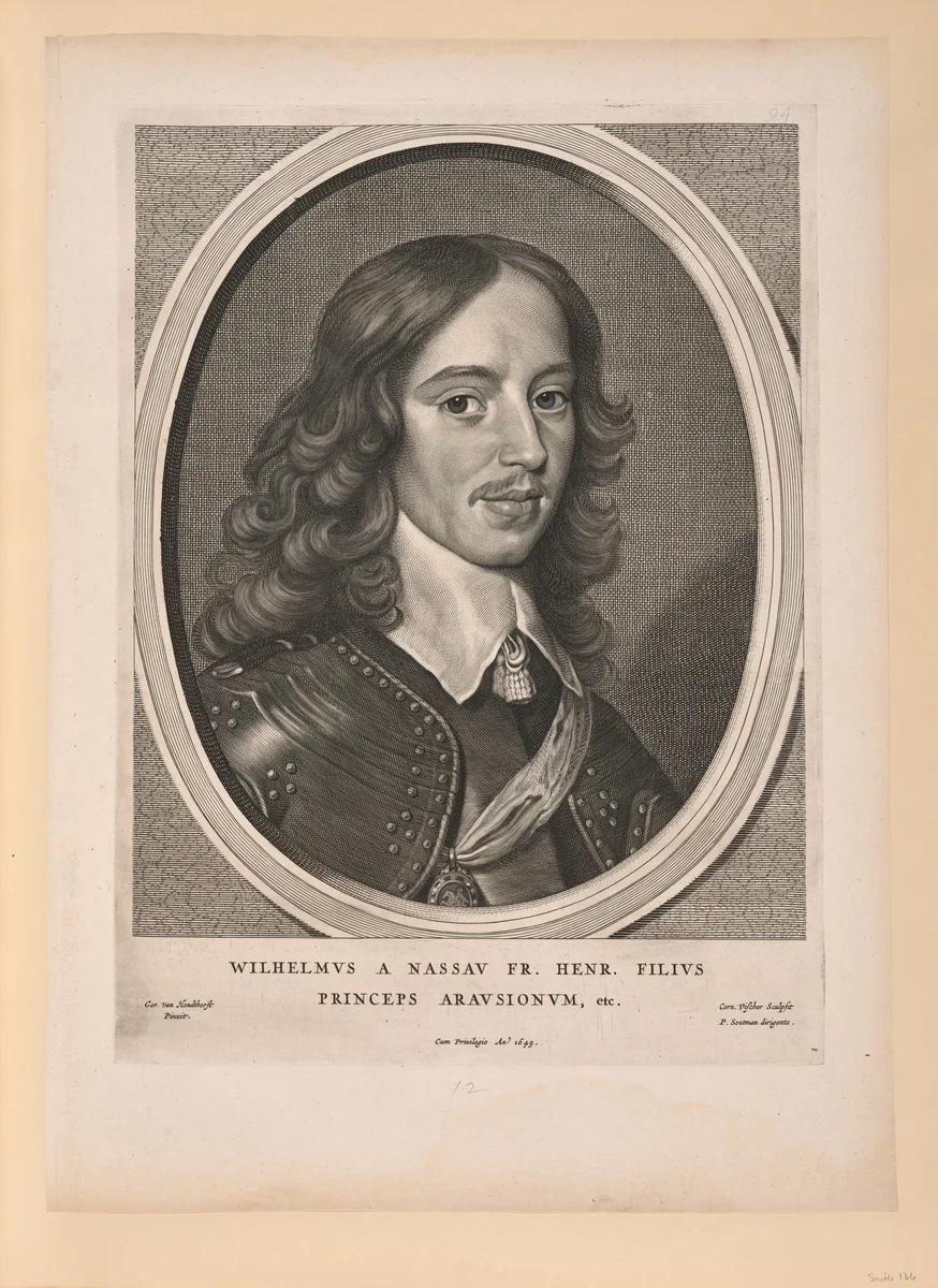William II, Prince of Orange, from Nine Portraits by Cornelis Visscher, print, 1649