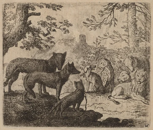 Reynard's Relatives Plead for Him by Allart van Everdingen, print, 1645-1656