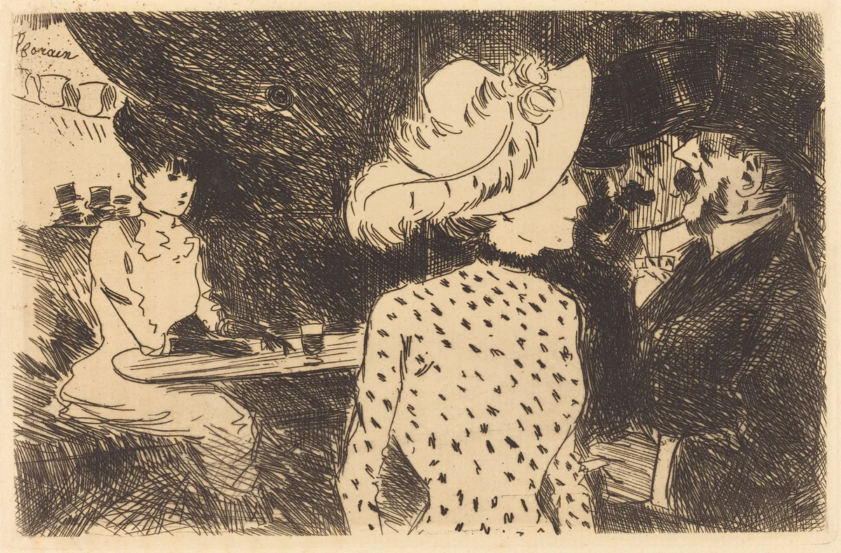 Les Folies-Bergère (planche refusée, 2e planche) (The Folies Bergère) (refused plate, second plate) by Jean-Louis Forain, print, 1880-1886