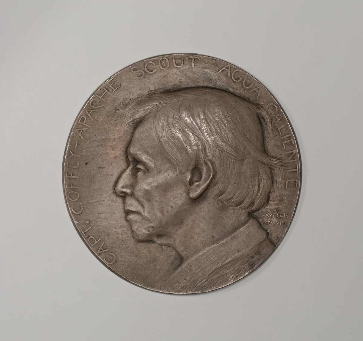 Captain Coffey-Apache Scout Agua Caliente by Edward Warren Sawyer, metalwork, 1908