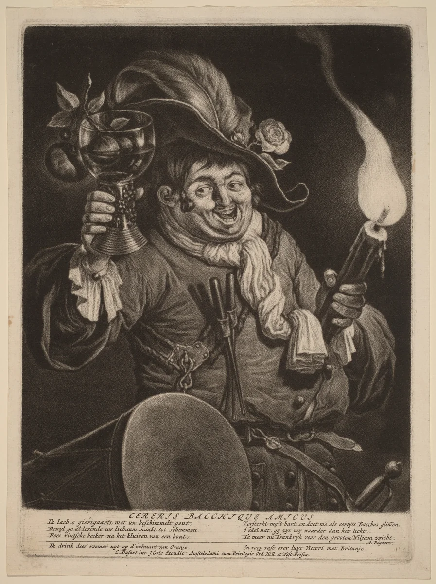 Cereris Bacchique Amicus (A Friend of Ceres and Bacchus) by Cornelis Dusart, print, 1660-1737