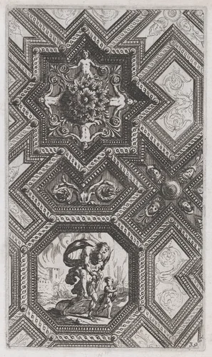 Ceiling Design, plate 39 from "Curieuses recherches de plusieurs beaus morceaus d'ornemens antiques et modernes..." by Jacques LePautre, print, 1645