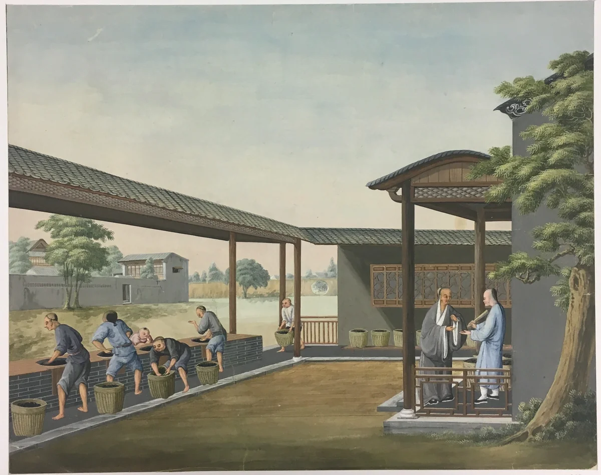 Spinning Cloth, Preparing Tea Leaves, Preparing Silk by China, painting, 1801-1833