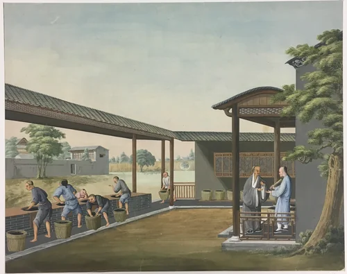 Spinning Cloth, Preparing Tea Leaves, Preparing Silk by China, painting, 1801-1833