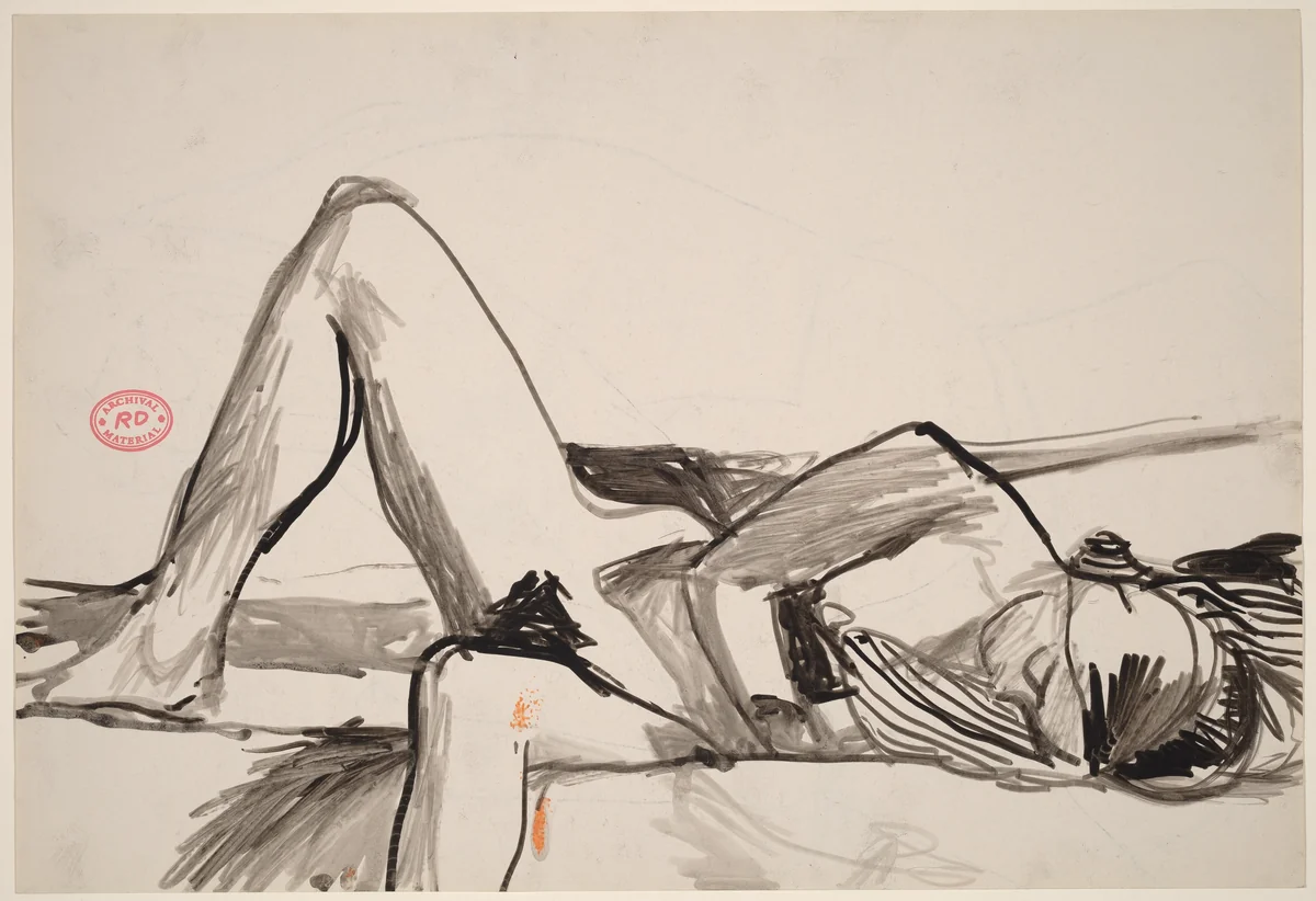 Untitled [nude reclining on her side] [recto] by Richard Diebenkorn, drawing, 1955-1967