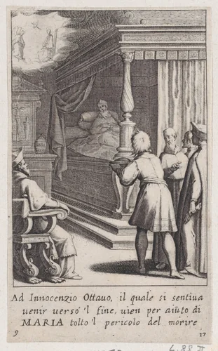 Innocent VII, from Scelta d'Alcuni Miracoli e Grazie della Santissima Nunziata di Firenze (Selection of Some Miracles and Graces that Occurred in the Church of the Annunziata in Florence) by Jacques Callot, print, 1611-1619