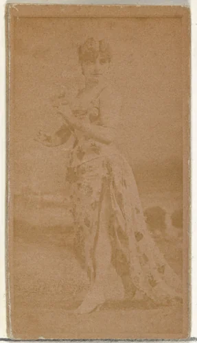 [Actress posing in patterned gown], from the Actors and Actresses series (N145-8) issued by Duke Sons & Co. to promote Duke Cigarettes by W. Duke, Sons & Co., photograph, 1890-1895