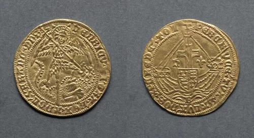 Angel: St. George Slaying the Dragon (obverse); Ship with Shield of Arms and Cross (reverse) by Unknown, metalwork, 1470-1471