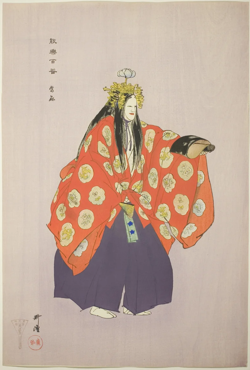 Taema, from the series "One Hundred No Dramas (Nogaku hyakuban)" by Tsukioka Kogyo, print, 1893-1908