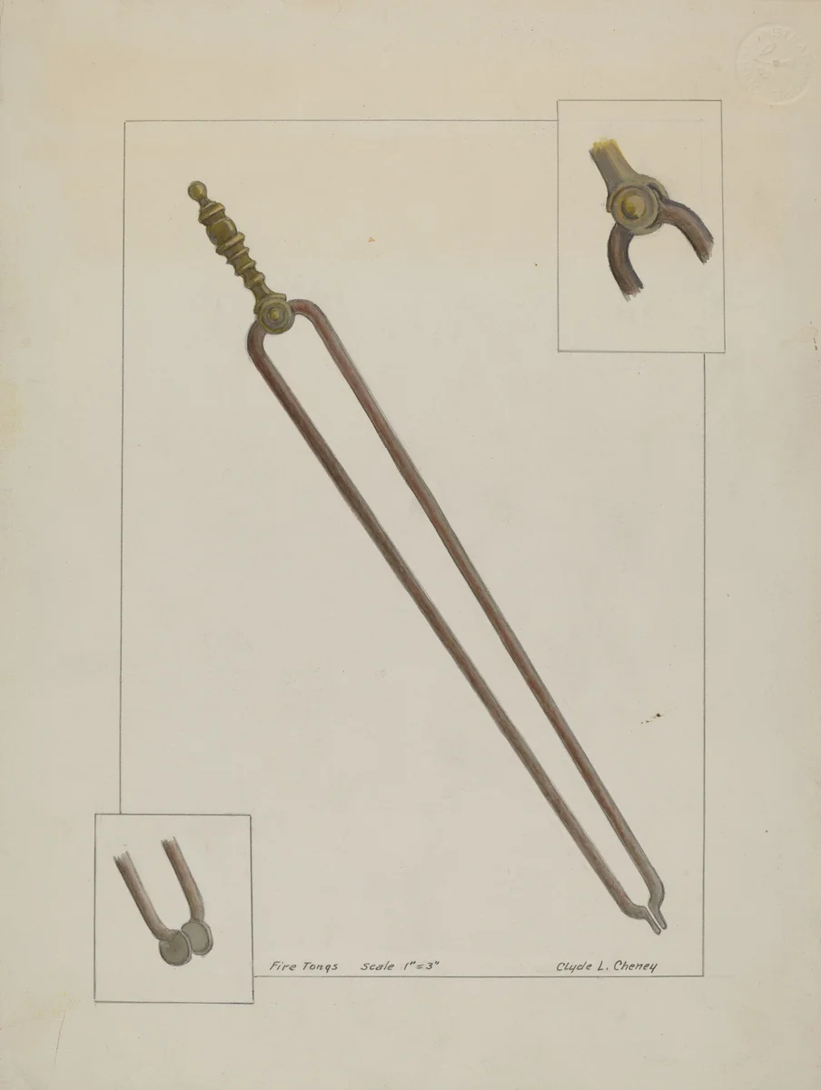 Fire Tongs by Clyde L. Cheney, index of american design, 1937
