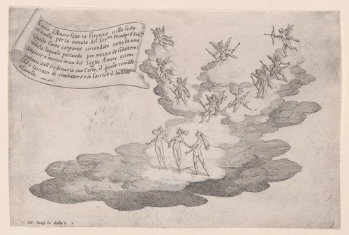 Le Char de L'Amour, from "Guerre de Beauté" (Guerra di Bellezza) (War of Beauty) by Jacques Callot, print, 1616