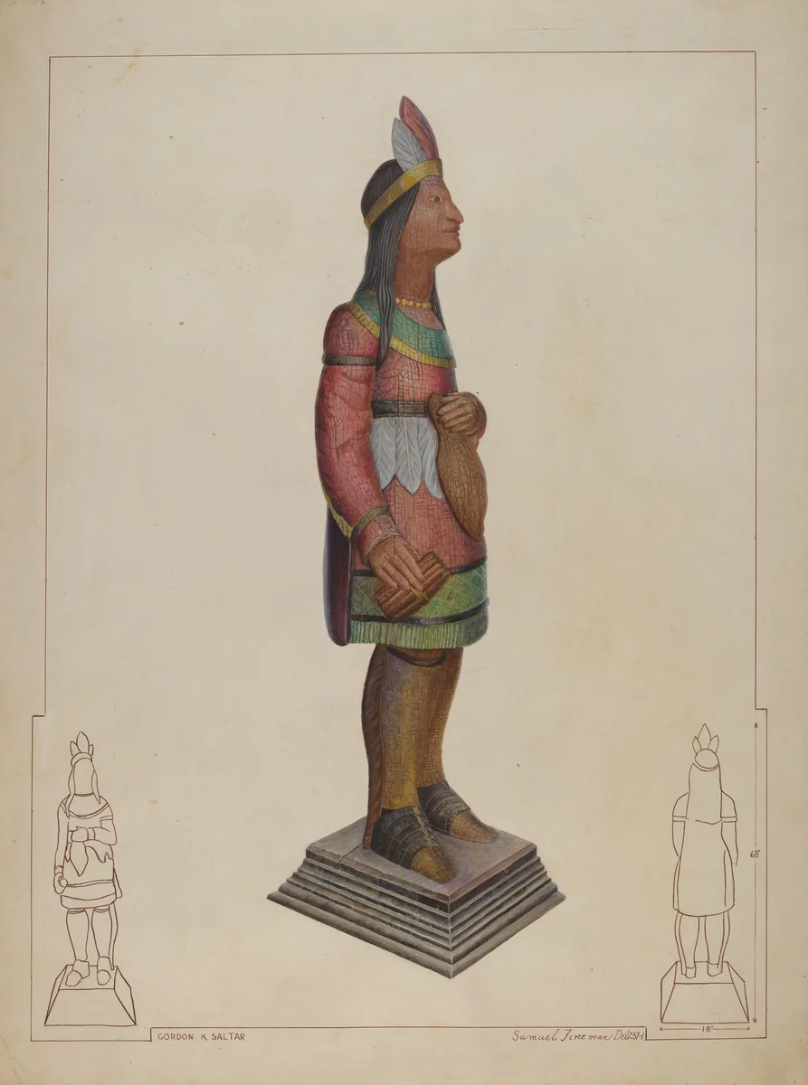 Cigar Store Indian by Gordon Saltar, index of american design, 1937
