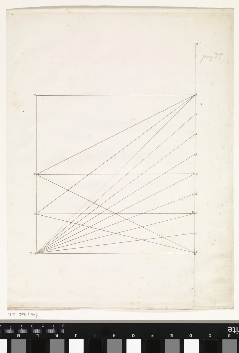 Rechthoekig vlak met diagonale lijnen by Reinier Vinkeles, print, 1751-1816