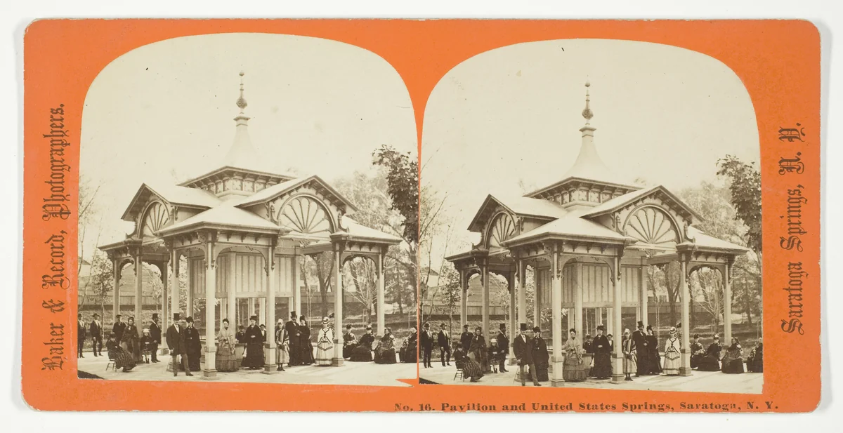 Pavilion and United States Springs, Saratoga, N.Y., No. 16 from the series "Saratoga Springs, N. Y." by Baker & Record, photograph, 1875-1899