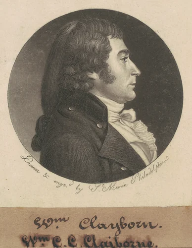 William Charles Cole Claiborne by Charles B. J. Févret de Saint-Mémin, print, 1798