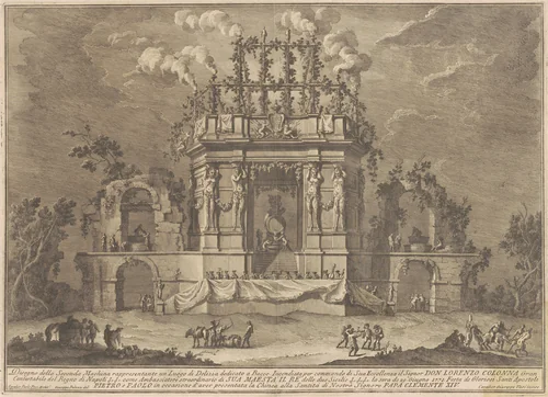 The Seconda Macchina for the Chinea of 1771: A Pleasure Palace Dedicated to Bacchus by Giuseppe Vasi, print, 1771
