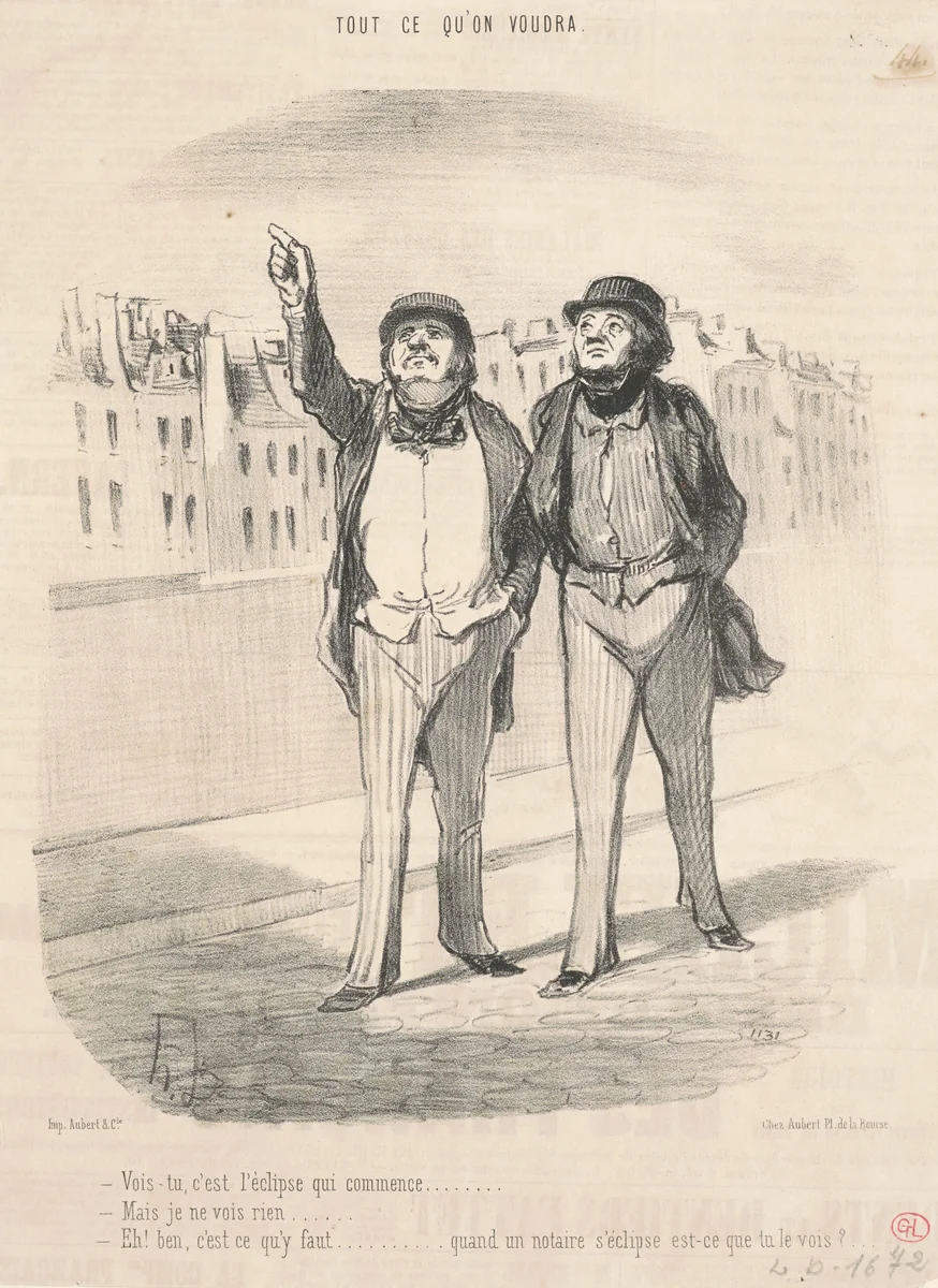 Vois-tu, c'est l'éclipse qui commence ... by Honoré Daumier, print, 1847
