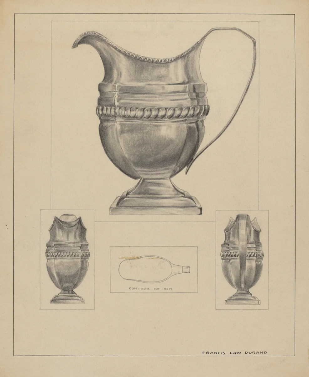 Silver Creamer by Francis Law Durand, index of american design, 1935-1942