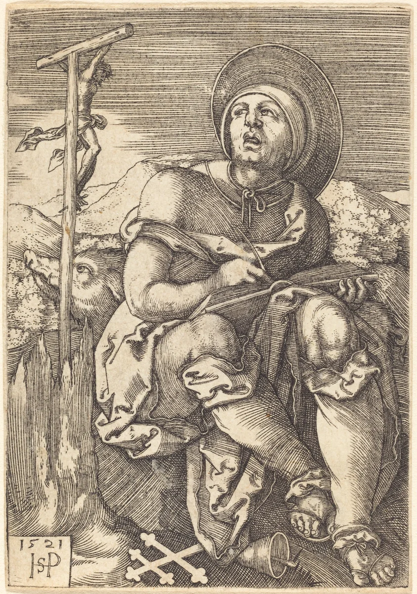 Saint Anthony the Hermit by Sebald Beham, print, 1521