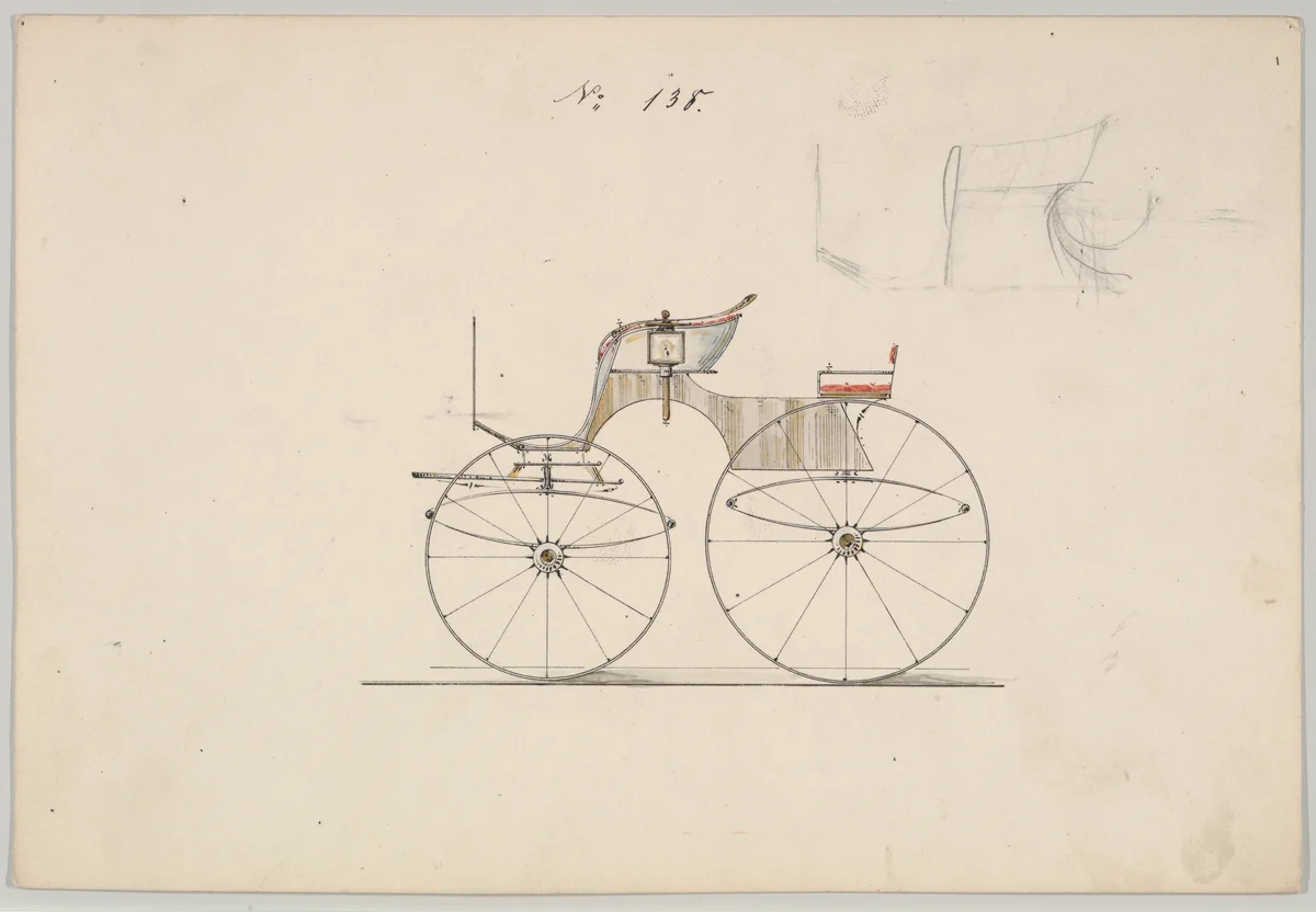 Dog Cart Phaeton #138 by Brewster & Co., drawing, 1850-1870