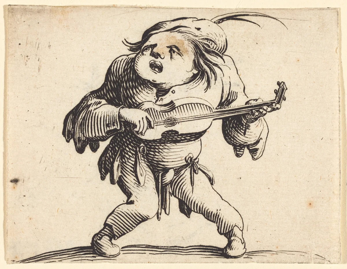 The Guitar Player by Jacques Callot, print, 1622