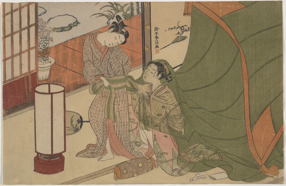 Parting of Lovers: The Morning After by Suzuki Harunobu (鈴木春信), print, 1755-1780