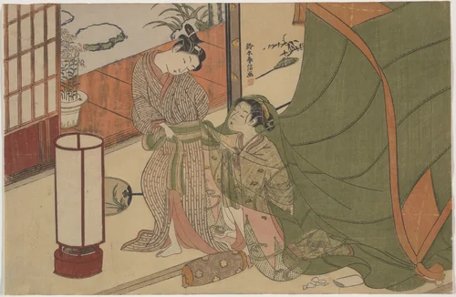 Parting of Lovers: The Morning After by Suzuki Harunobu (鈴木春信), print, 1755-1780