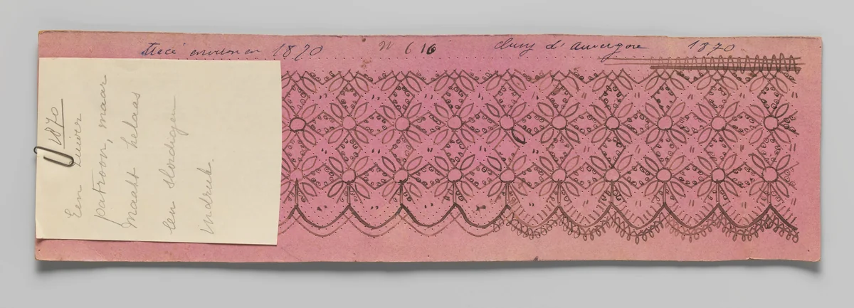 Patroon voor een strook kloskant Cluny d'Auvergne by anonymous, textile, 1870