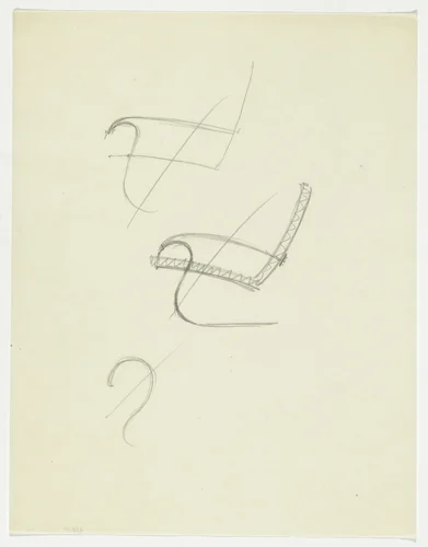 Lounge Chair with Arms (Two elevation sketches, one detail sketch) by Ludwig Mies van der Rohe, mies van der rohe archive, 1926