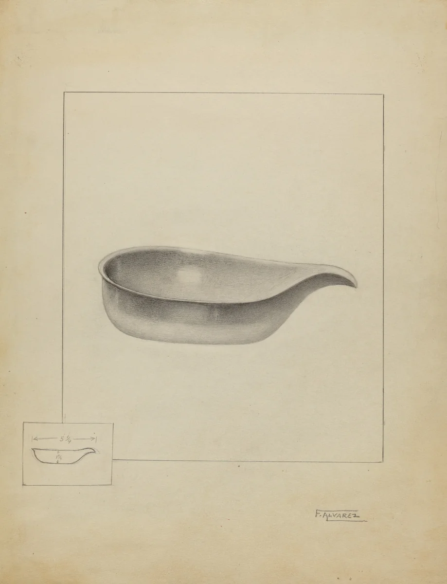 Silver Pap Boat by Francisco Alvarez, index of american design, 1936