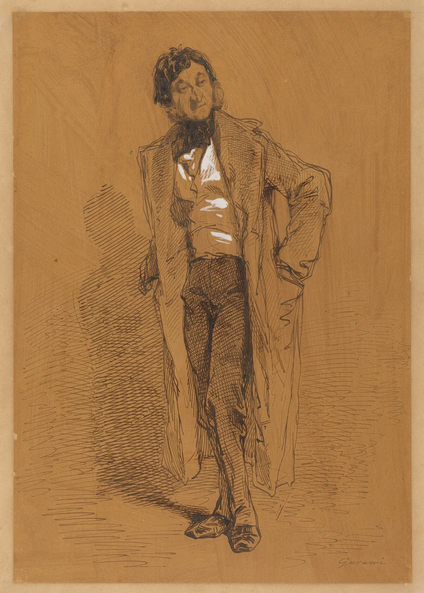 Standing Man by Paul Gavarni, drawing, 1804-1866