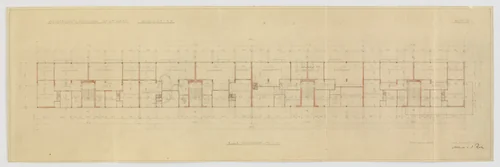 Weissenhof Apartment House, "The Dwelling" Exhibition, Stuttgart, Germany (Plan, block A1-A4, second and third floors.) by Ludwig Mies van der Rohe, mies van der rohe archive, 1926