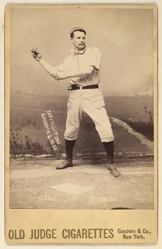 Clark, Catcher, Brooklyn, from the series Old Judge Cigarettes by Goodwin & Company, photograph, 1888
