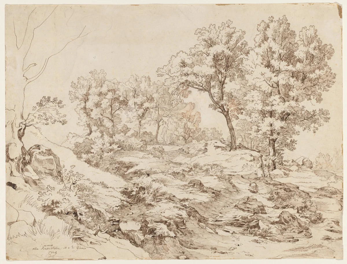 La Serpentara near Olevano by Friedrich Preller, drawing, 1829