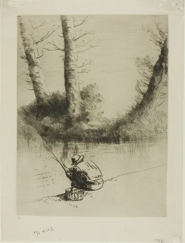 Pole Fisherman by Alphonse Legros, print, 1878
