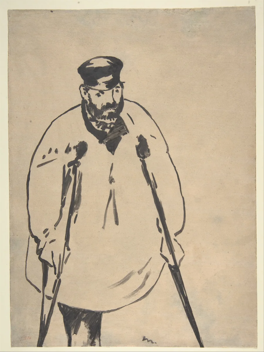 A Man on Crutches by Edouard Manet, drawing, 1878