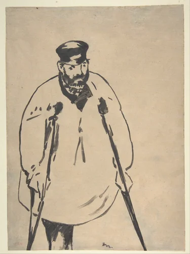 A Man on Crutches by Edouard Manet, drawing, 1878