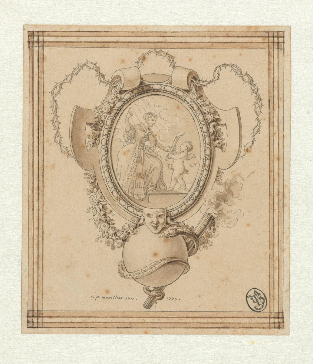 Ontwerp voor een vignet by Clément Pierre Marillier, drawing, 1775