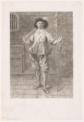 Haakbusschutter by Jean-Baptiste Meunier, print, 1860