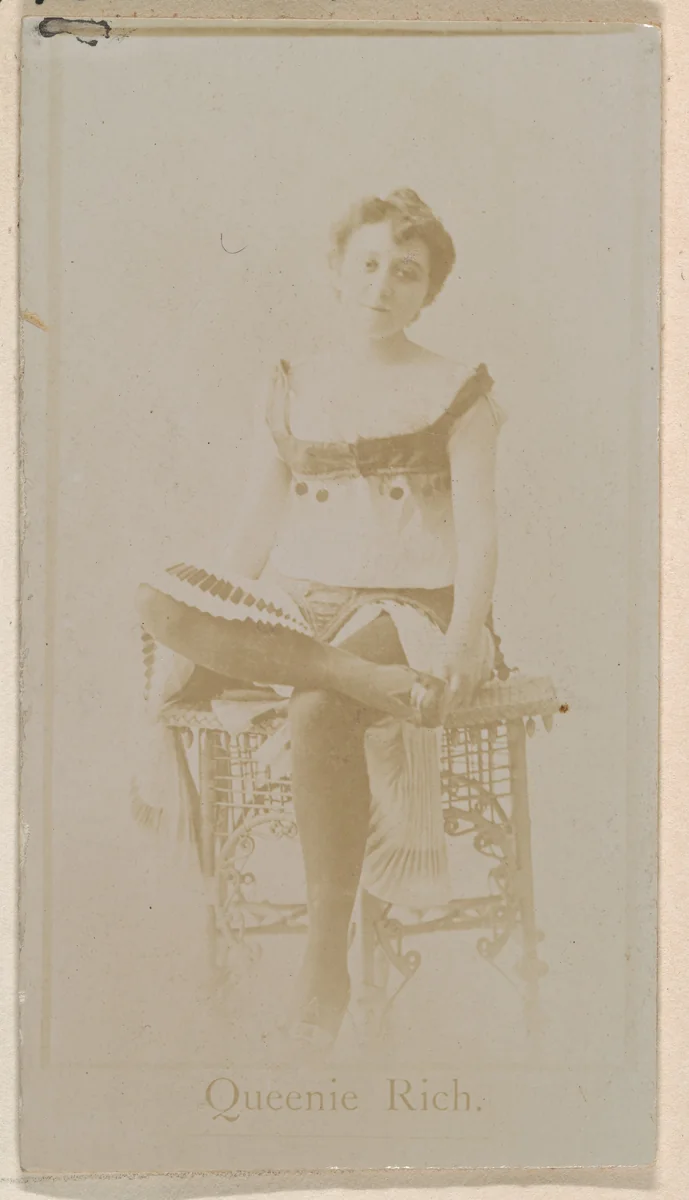 Queenie Rich, from the Actresses series (N245) issued by Kinney Brothers to promote Sweet Caporal Cigarettes by Kinney Brothers Tobacco Company, photograph, 1890