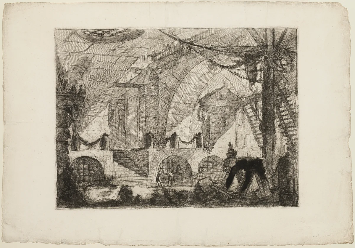 The Sawhorse, plate 12 from Imaginary Prisons by Giovanni Battista Piranesi, print, 1750
