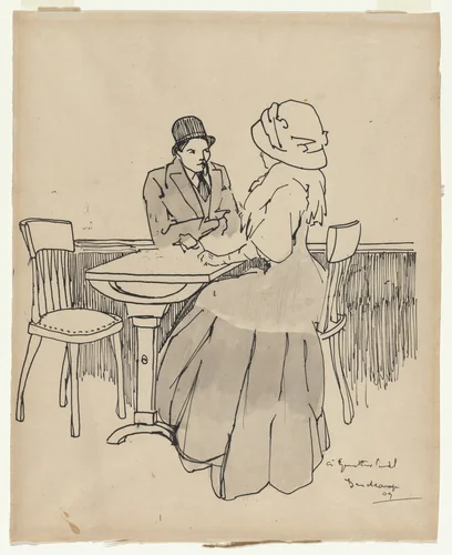 Conversation by Marcel Duchamp, drawing, 1909