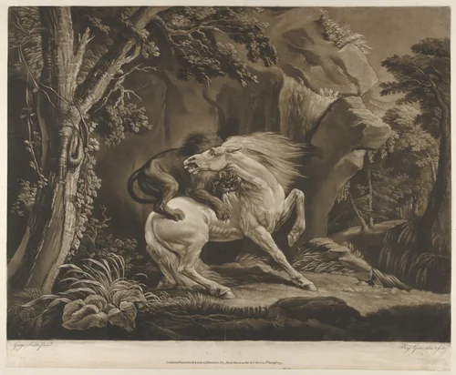The Lion and Horse by Benjamin Green, print, 1777