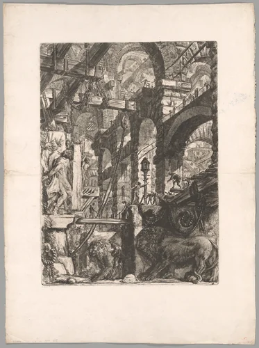 The Lion Bas-Reliefs, plate 5 from Imaginary Prisons by Giovanni Battista Piranesi, print, 1761