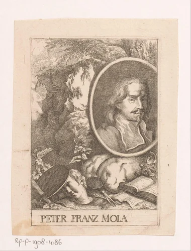 Portret van Pier Francesco Mola by Rudolf Füssli, print, 1755-1757