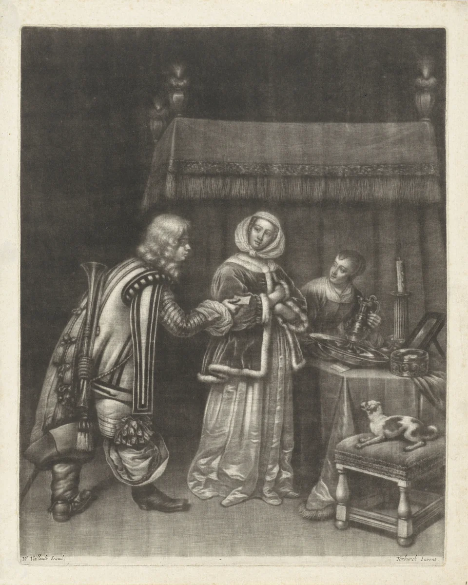 Geweigerde brief by Wallerant Vaillant, print, 1668-1677