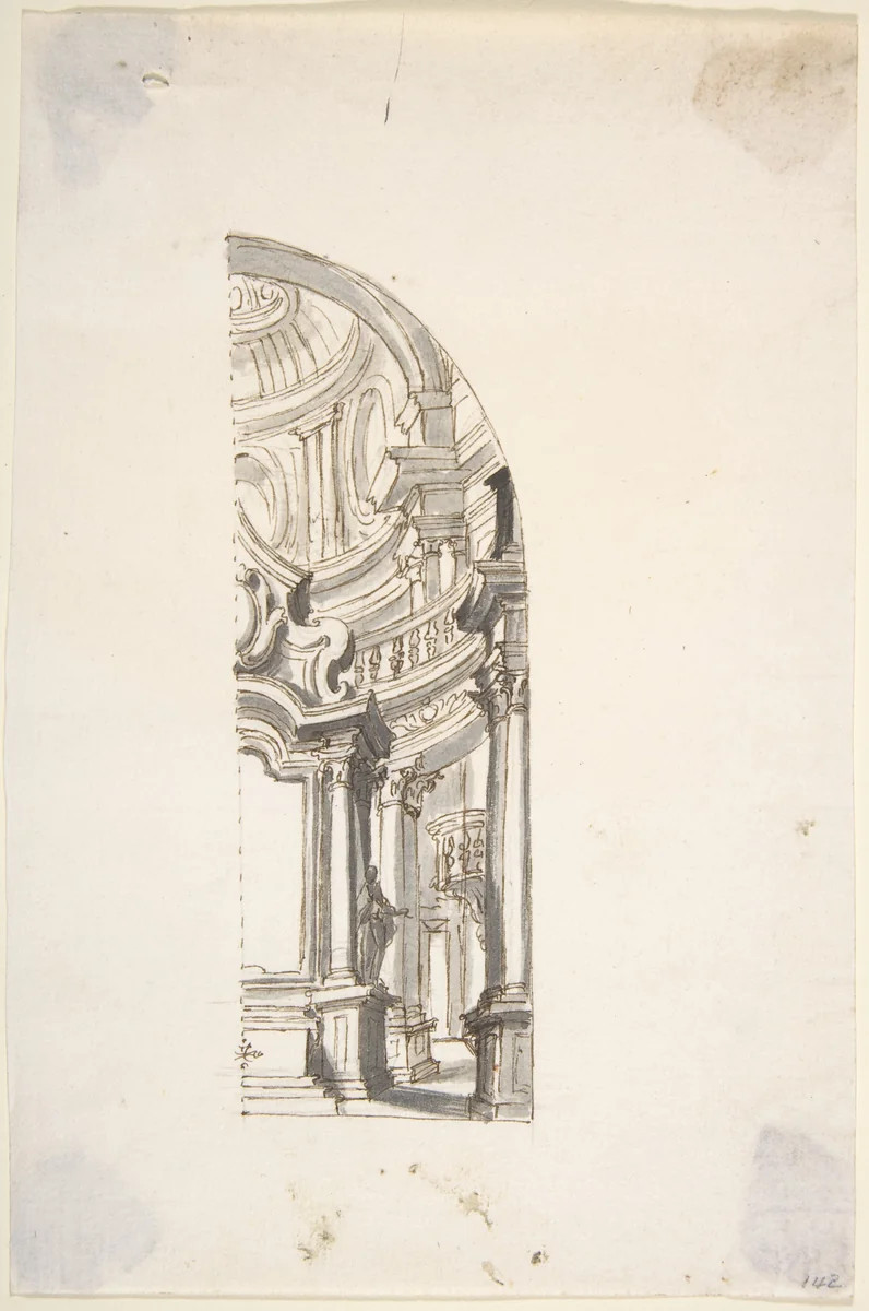 One Half of a Design for a Chapel by anonymous, drawing, 1700-1780