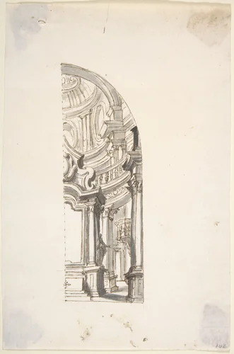 One Half of a Design for a Chapel by anonymous, drawing, 1700-1780